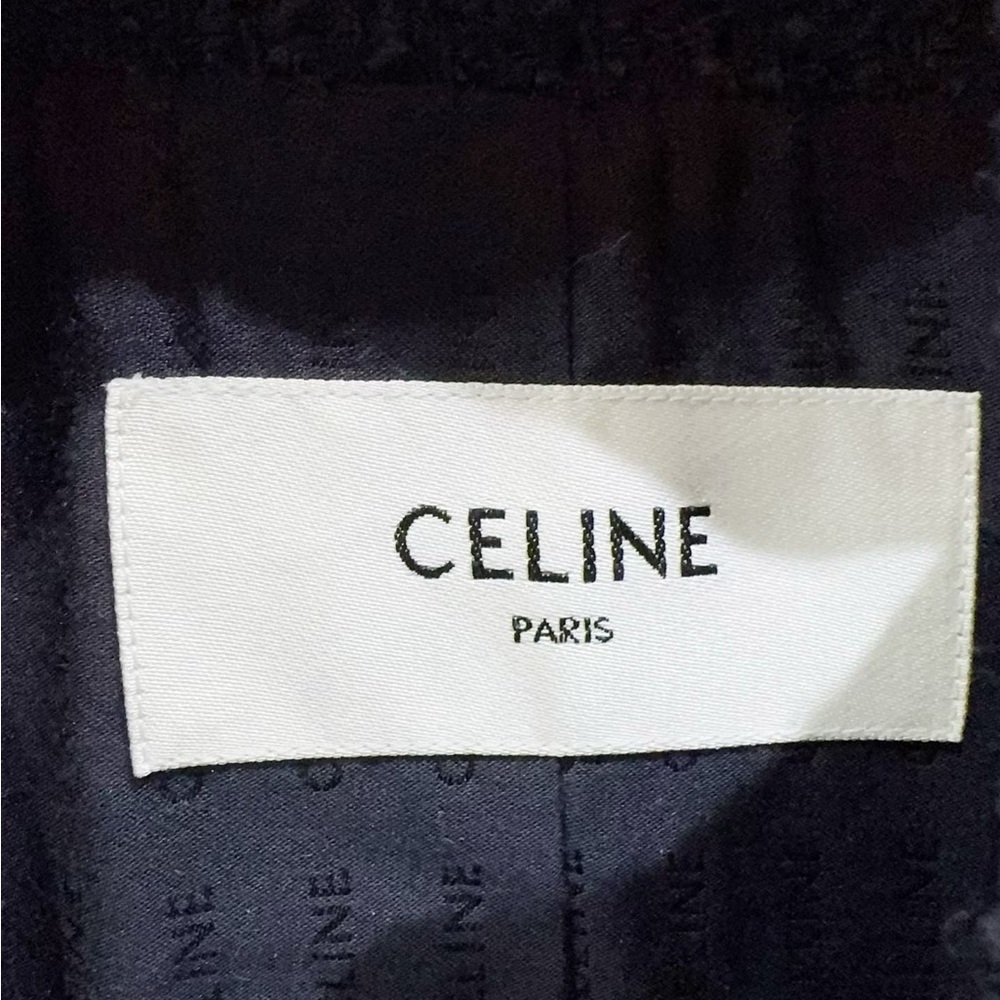 Authentic Celine Dark Blue Textured Blazer - Picture 4 of 9